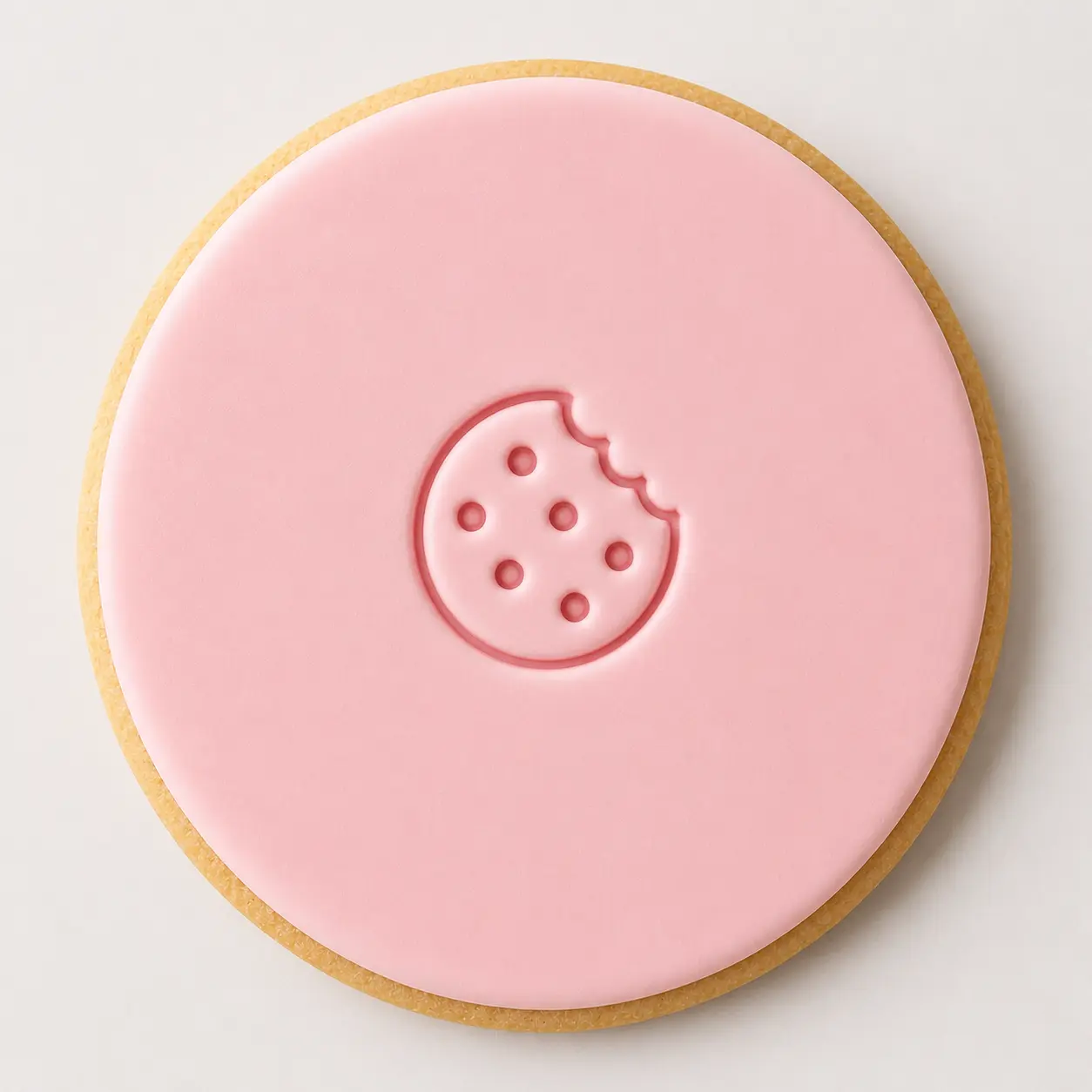 A small mini cookie stamp used to decorate a petite cookie.